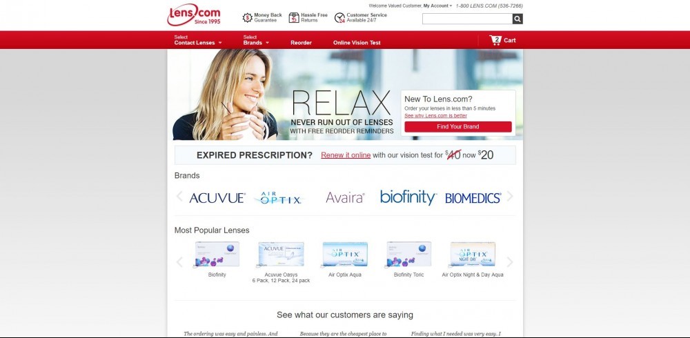 Lens.com Homepage