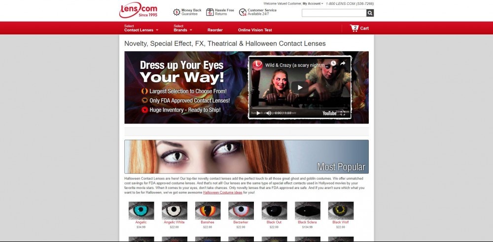 Lens.com Special Effects Contacts