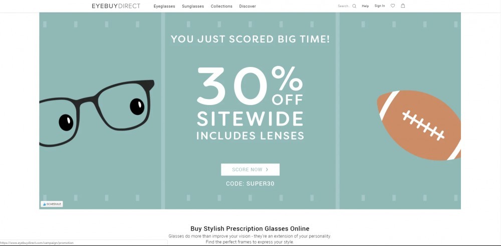 EyeBuyDirect Homepage