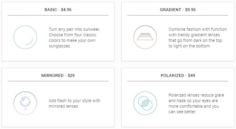 Sunglass lens options