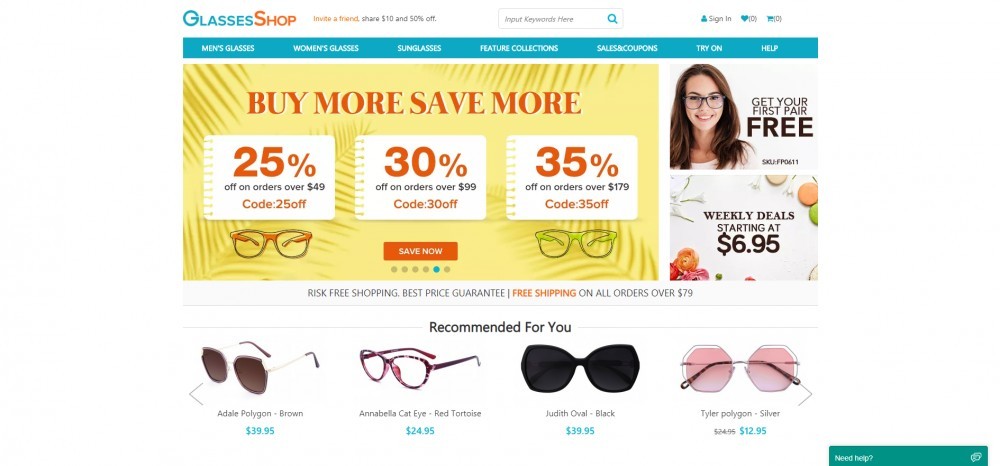 GlassesShop Homepage