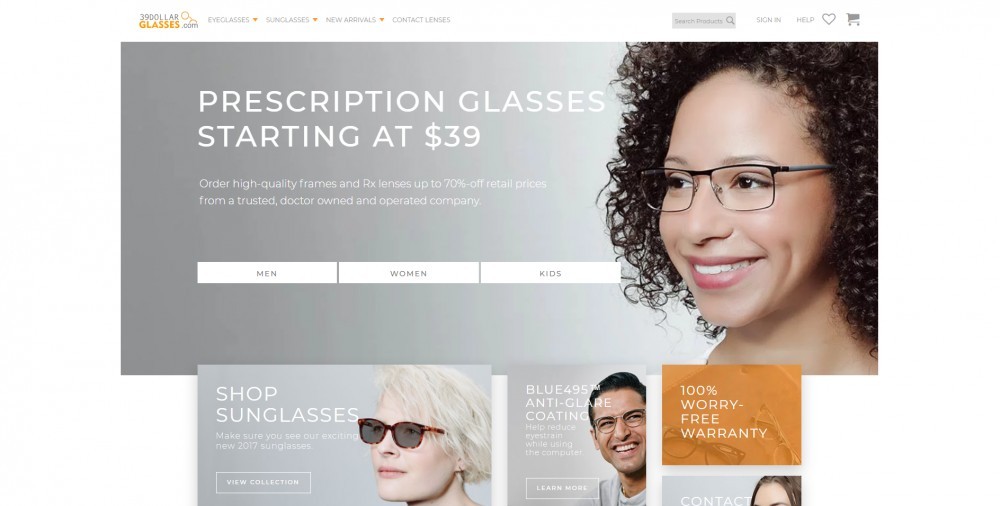 39DollarGlasses.com Homepage