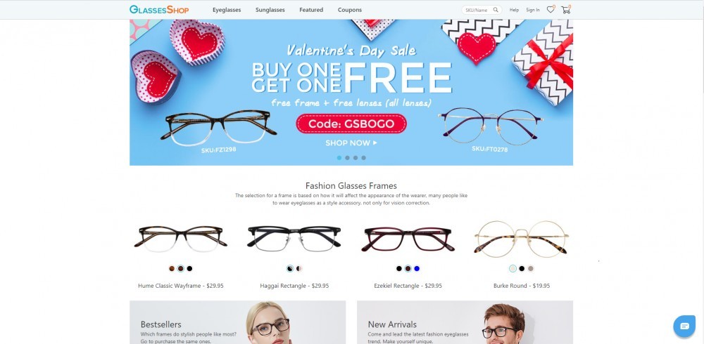 GlassesShop Homepage