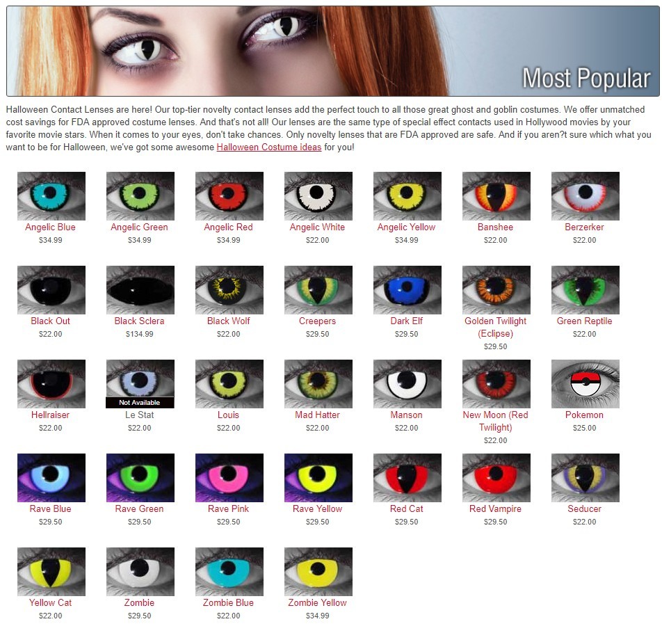 Popular Halloween Contact lenses