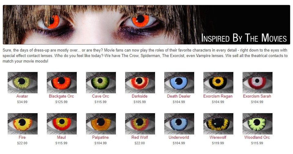 Movie Inspired Halloween Contact lenses