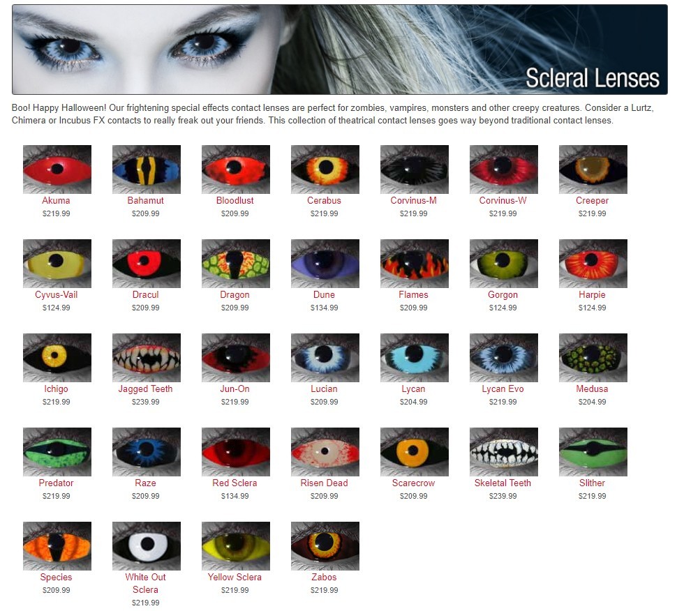 Scleral Halloween Contact Lenses