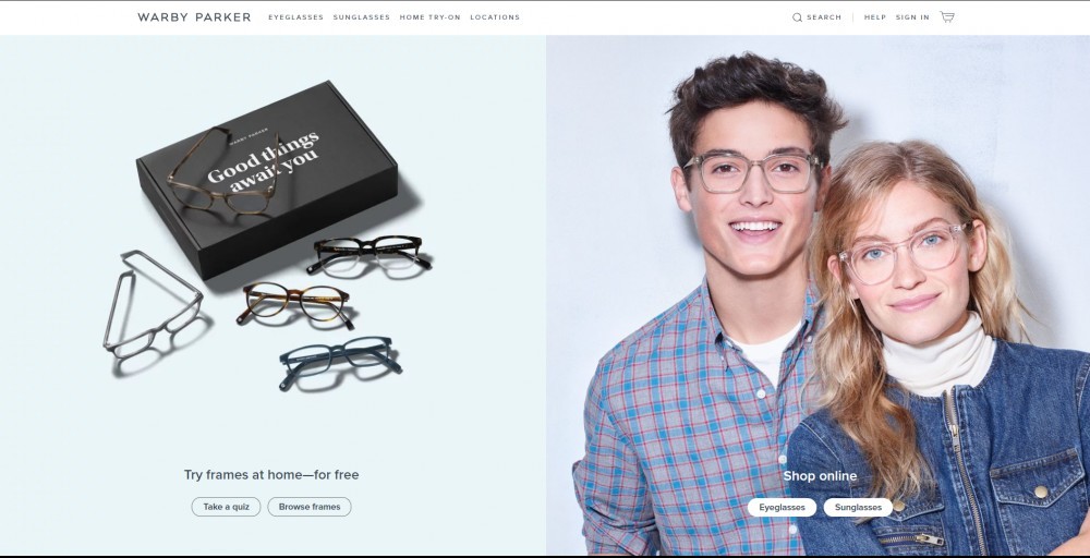 Warby Parker Home Page