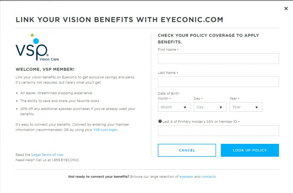 Eyeconic VSP PAge