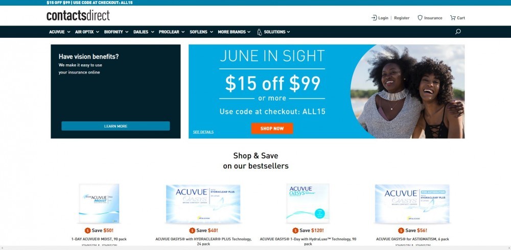 Homepage of Contacts Direct