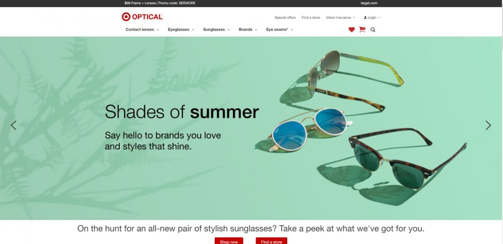 Homepage of Target Optical