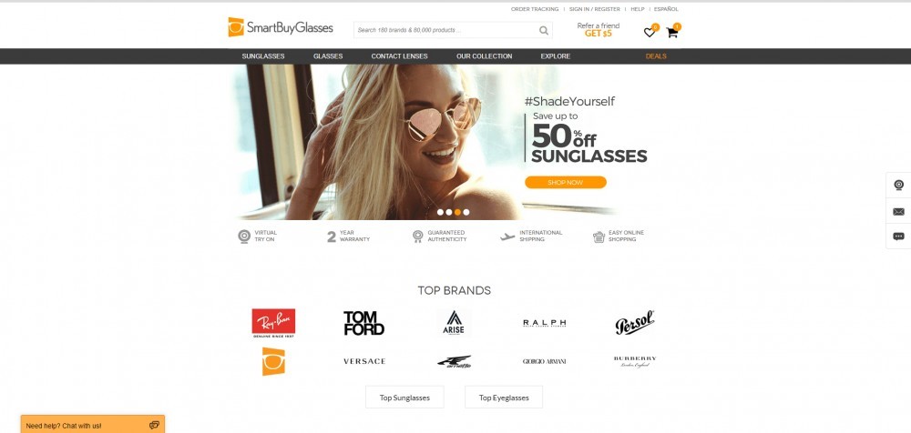 SmartBuyGlasses homepage