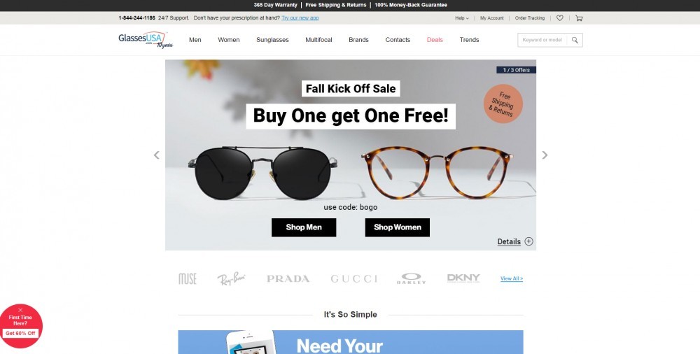GlassesUSA Homepage