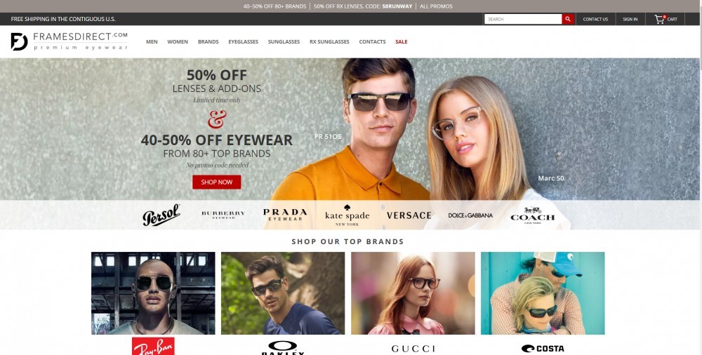 FramesDirect homepage