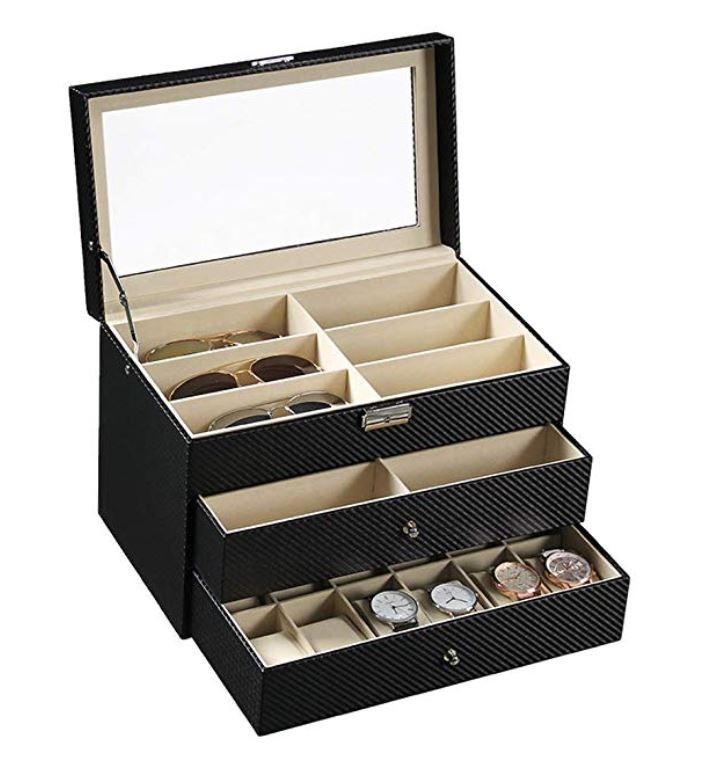 Eyeglass and Watch Organizer in Carbon Fiber