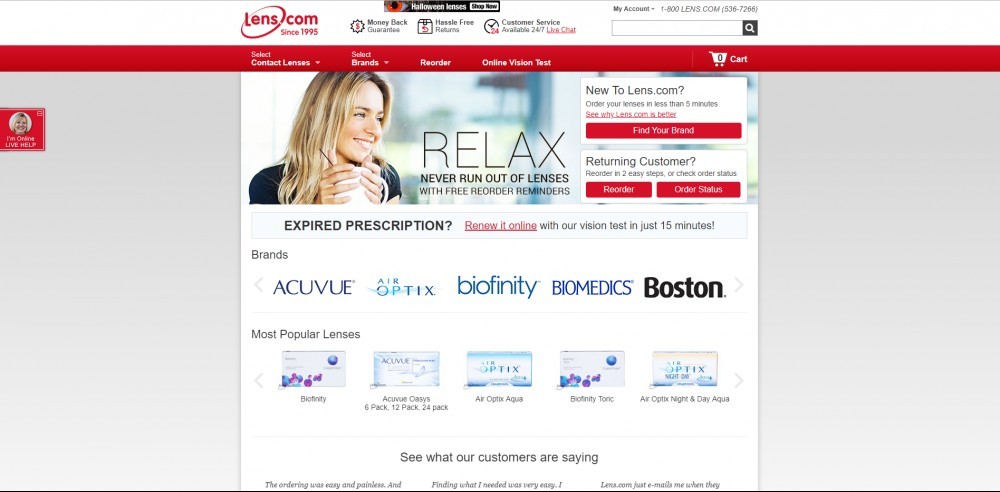 Lens.com Homepage