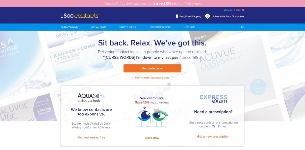 1800Contacts Homepage 1800Contacts Homepage