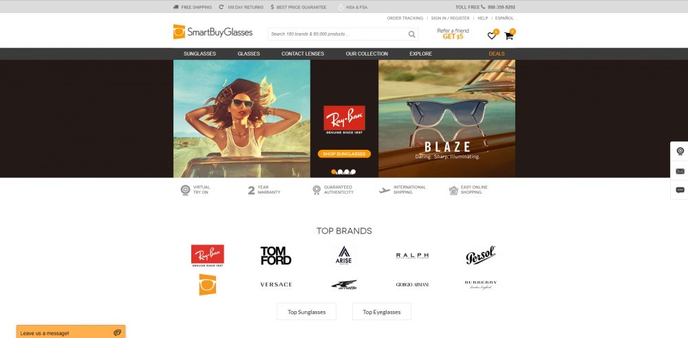 SmartBuyGlasses Homepage