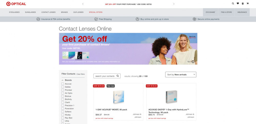 Target Optical Contacts Page