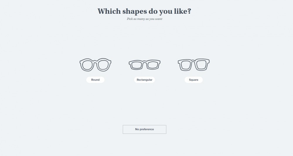 Warby Parker Try at Home quiz frame shape