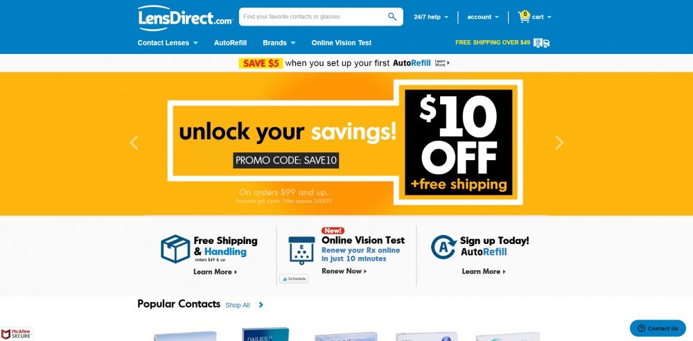 Lens Direct Homepage