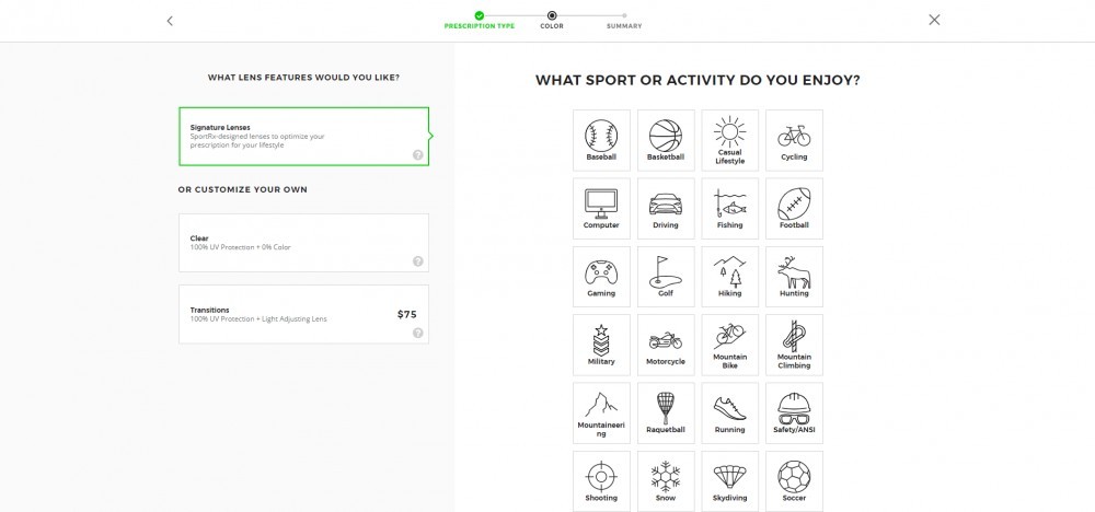 Activity Selection Screen